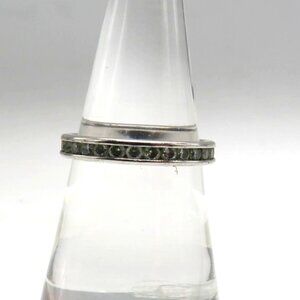 Eternity Band Ring Size 7 Vintage Style Silver‎ Tone Clear Rhinestones